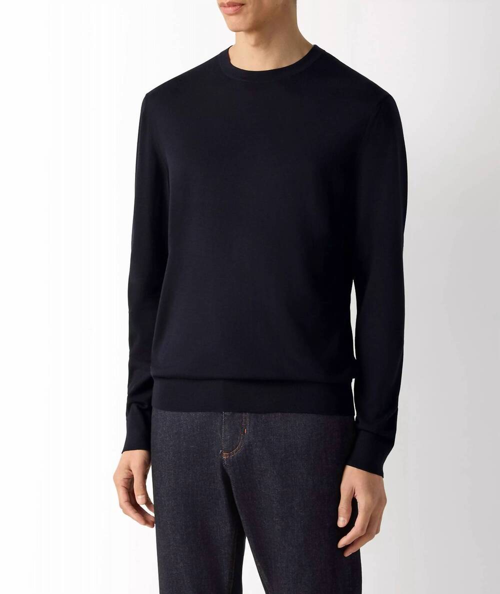 NEW ZEGNA trofeo high performance crew neck sweater in navy blue